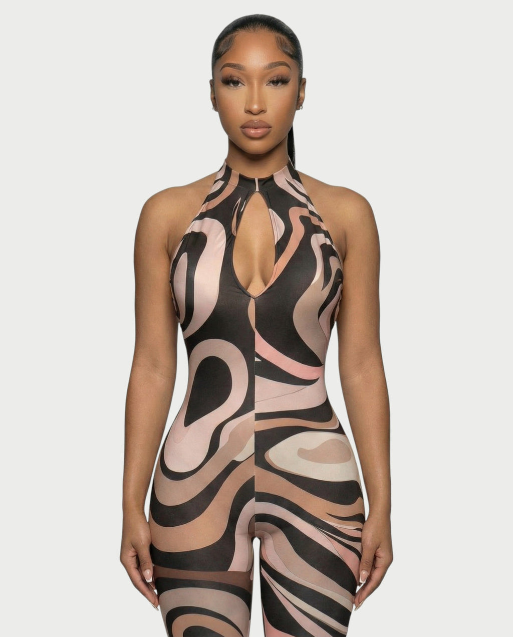 DEXIE Abstract Swirl Print Jumpsuit
