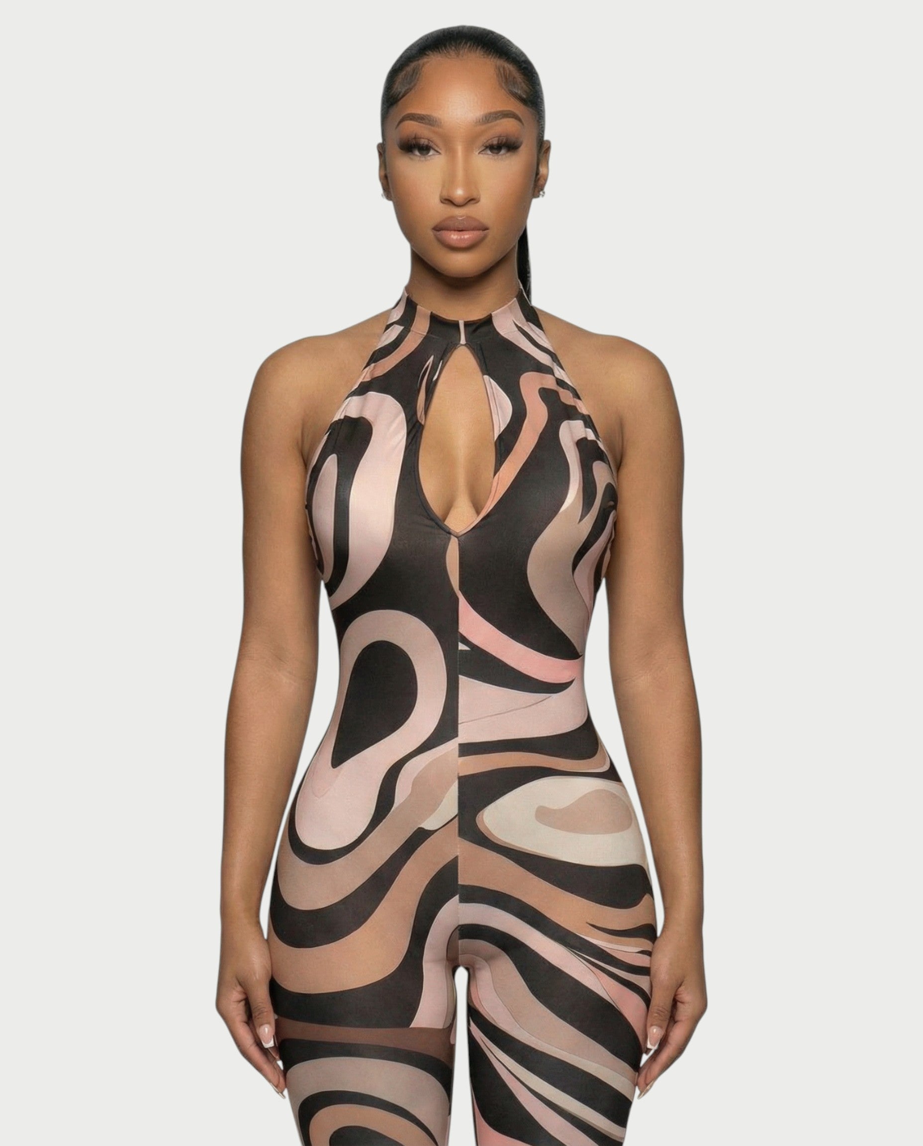 DEXIE Abstract Swirl Print Jumpsuit