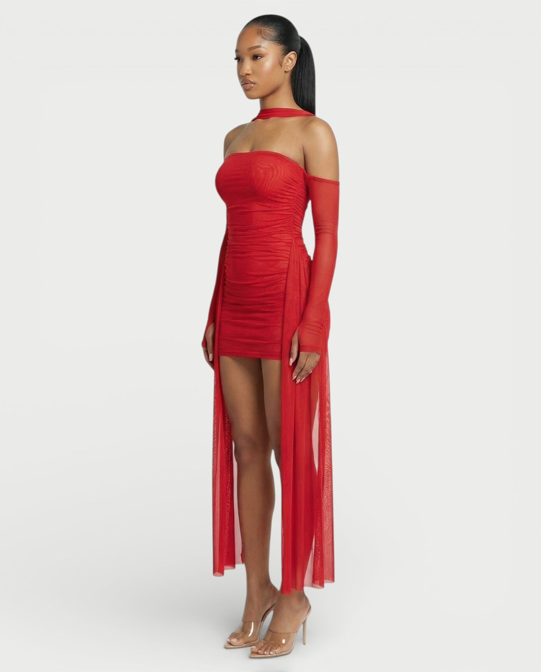 ANNE Strapless Mesh Mini Dress