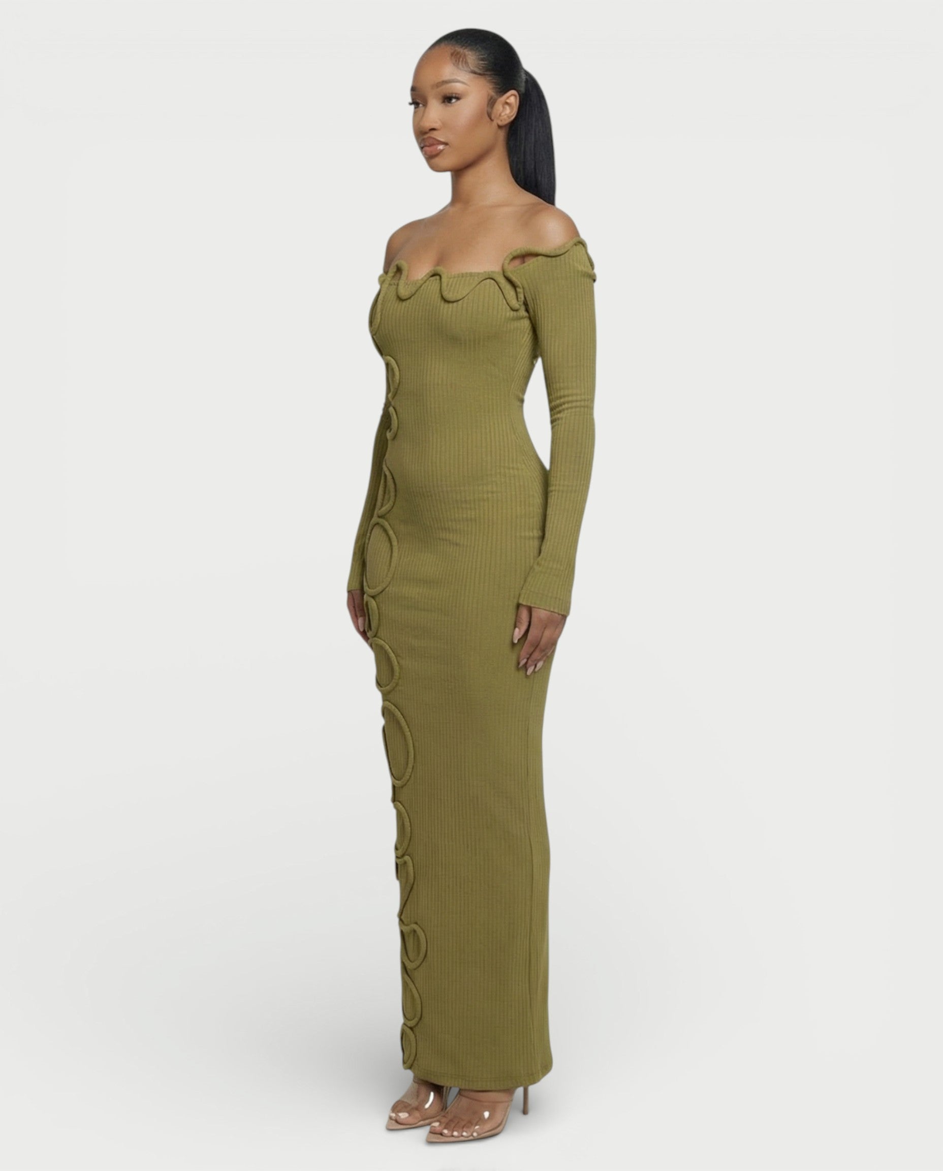 CARAMINA Sculptural Loop Maxi Gown