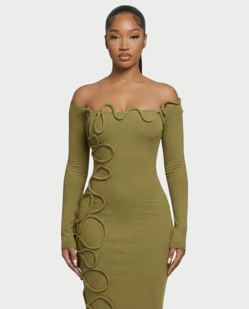 CARAMINA Sculptural Loop Maxi Gown