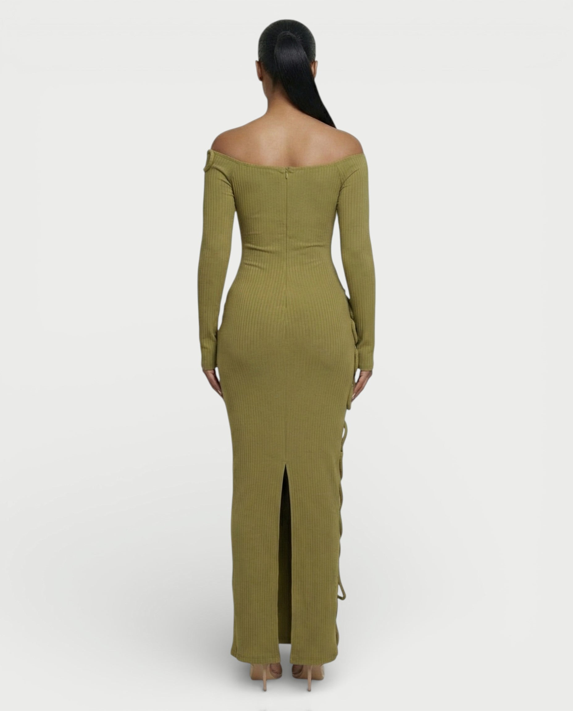 CARAMINA Sculptural Loop Maxi Gown