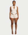 SARIAH Zip Up Cropped Tank Top & Shorts Set