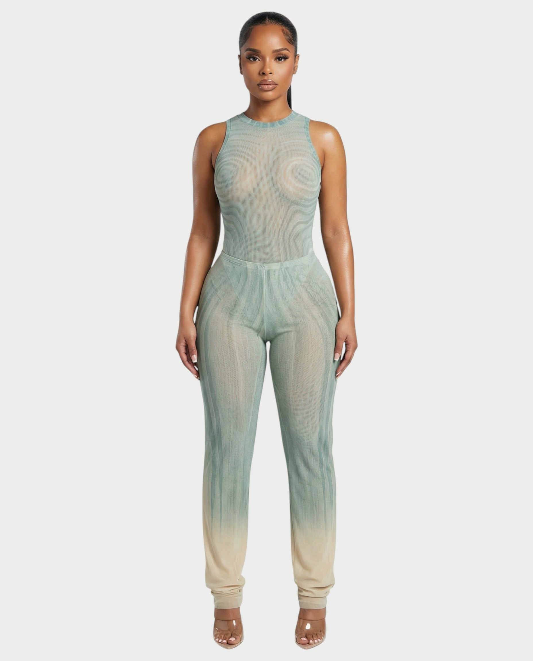 ESMERALDA Illusion Mesh Bodysuit & Pants Set
