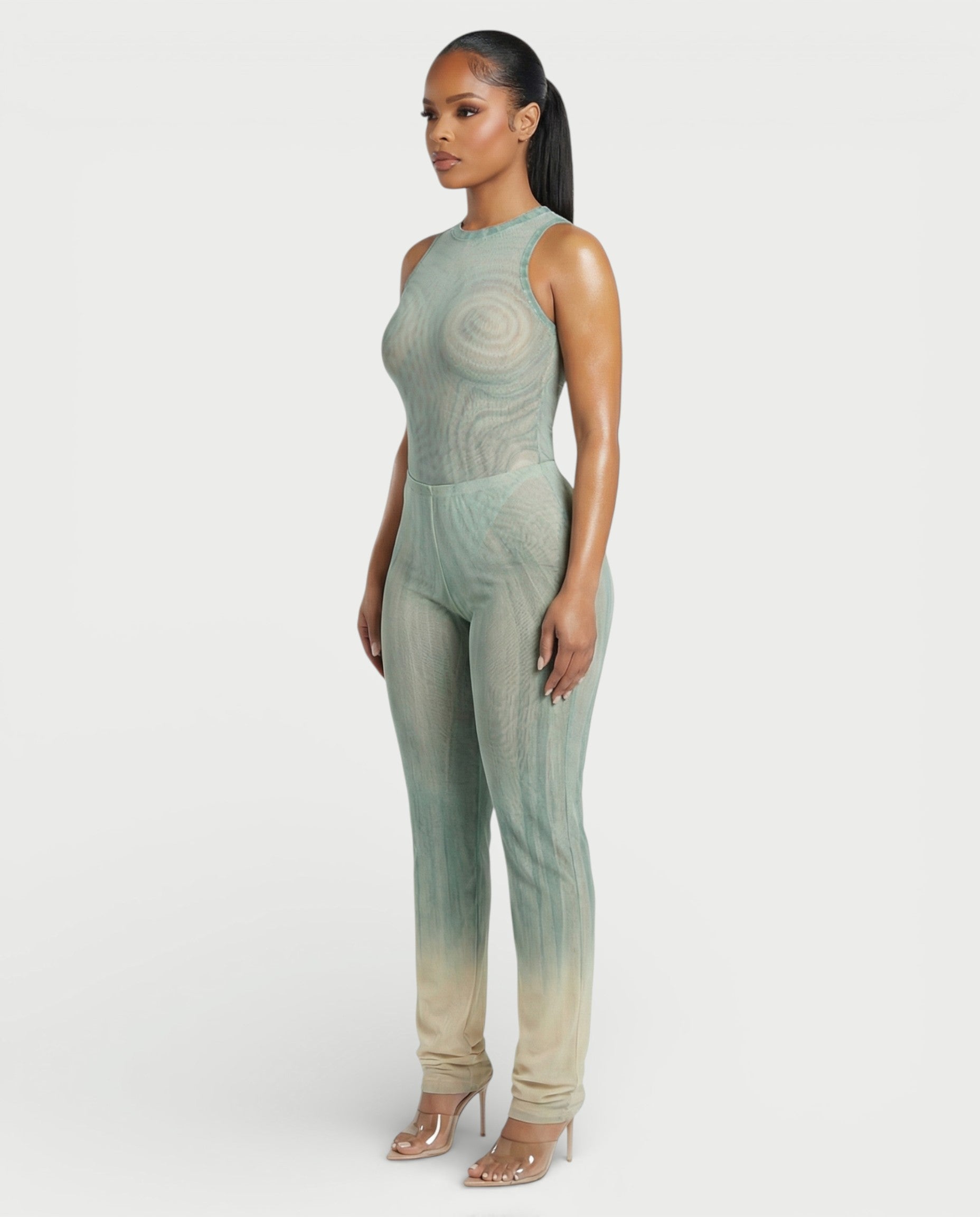 ESMERALDA Illusion Mesh Bodysuit & Pants Set