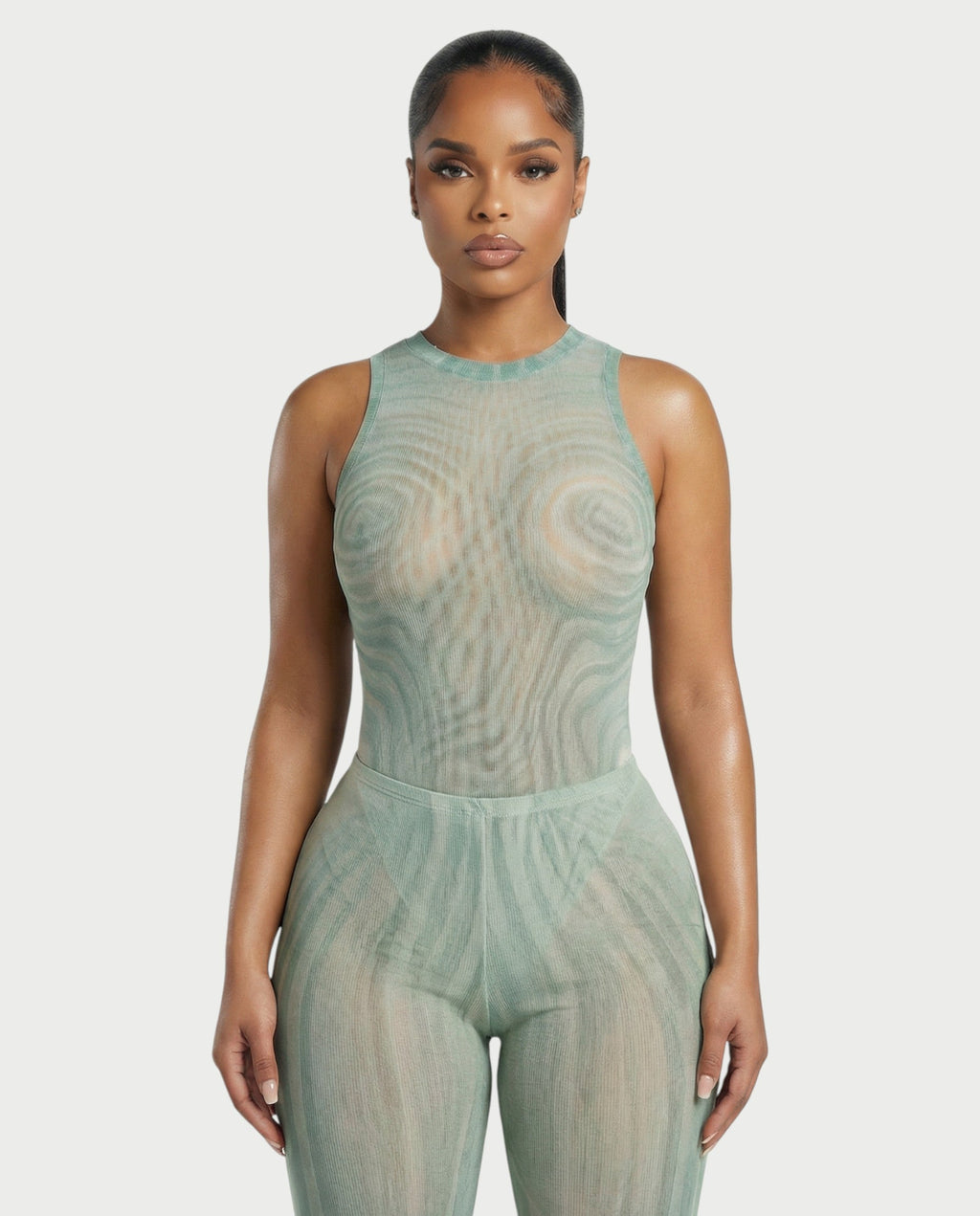 ESMERALDA Illusion Mesh Bodysuit & Pants Set