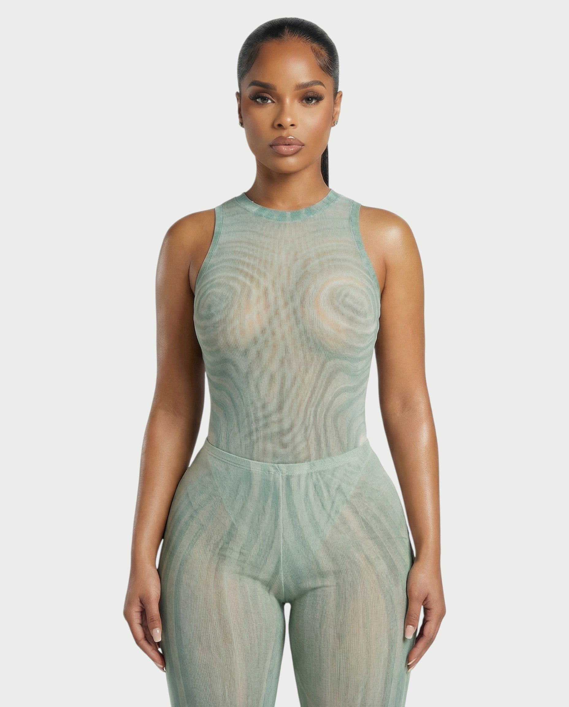 ESMERALDA Illusion Mesh Bodysuit & Pants Set