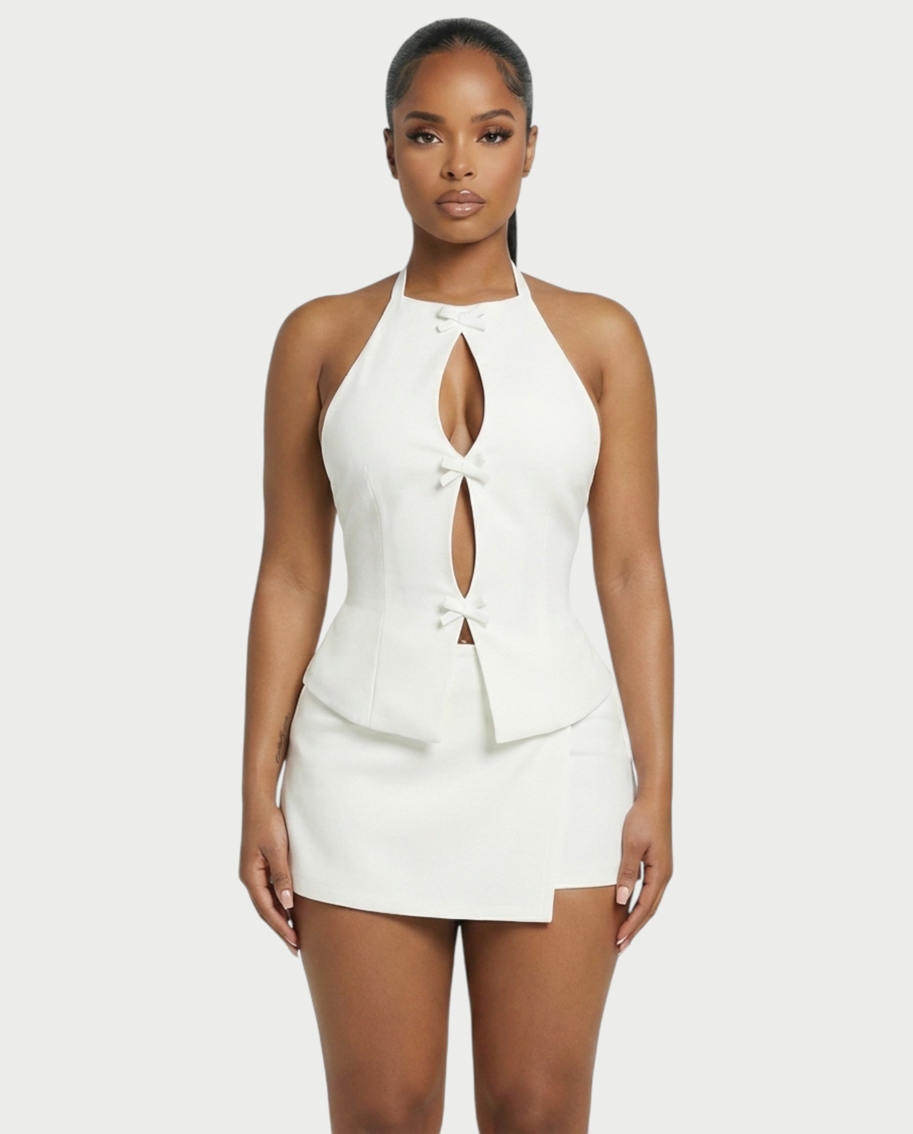 DIANA Halter Top and Pleated Skirt Set