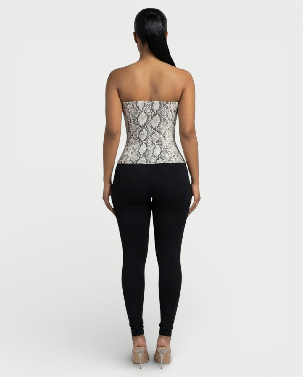 ANDRA Serpent Print Lace-Up Corset Top