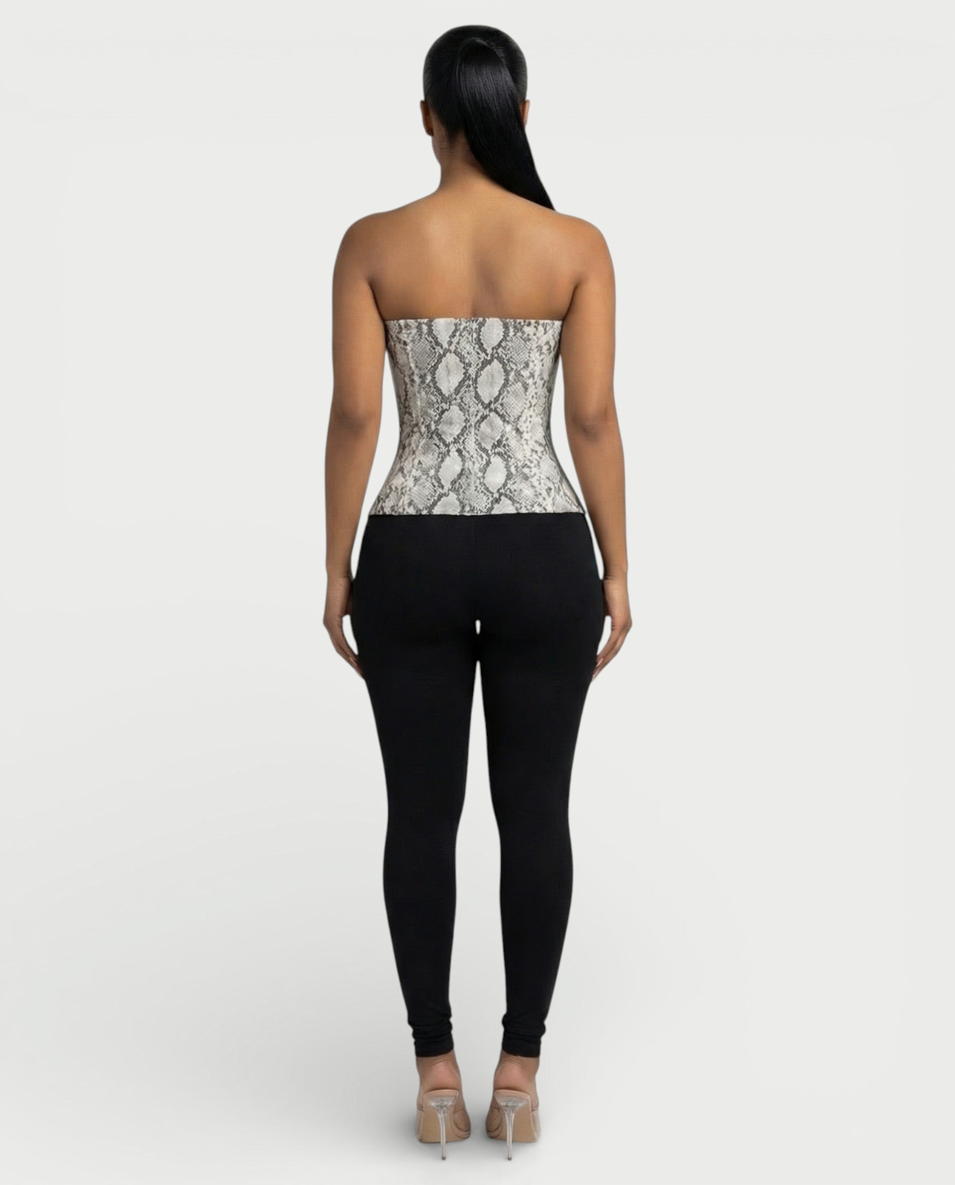 ANDRA Serpent Print Lace-Up Corset Top