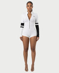 NICOLE Knitted High Collar Zipper Tight Romper