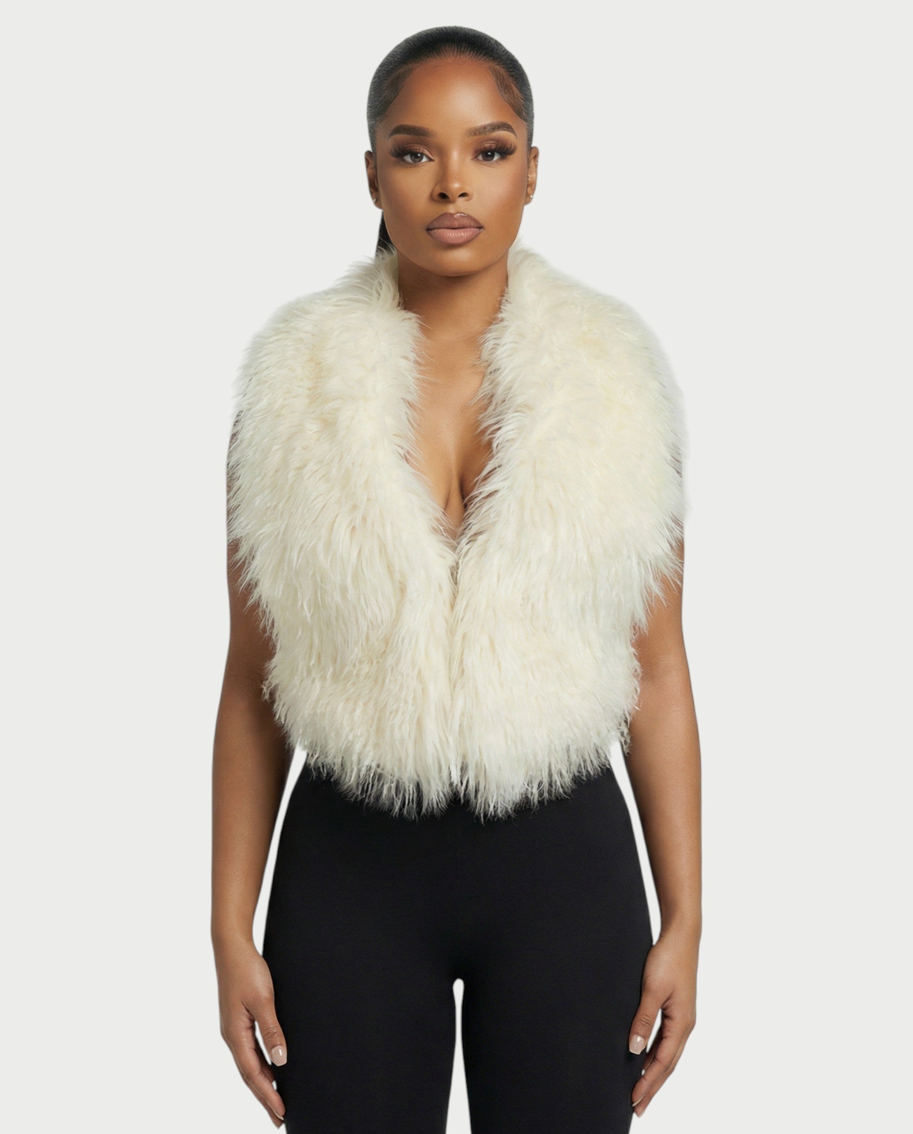 KAREYA Faux Fur Vest Top