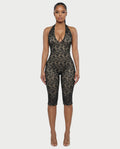 VENYA Deep-V Halterneck Lace Romper
