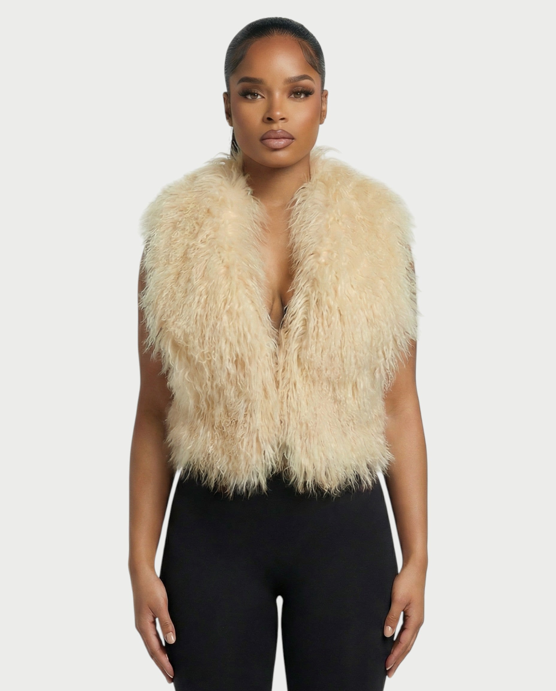 KAREYA Faux Fur Vest Top