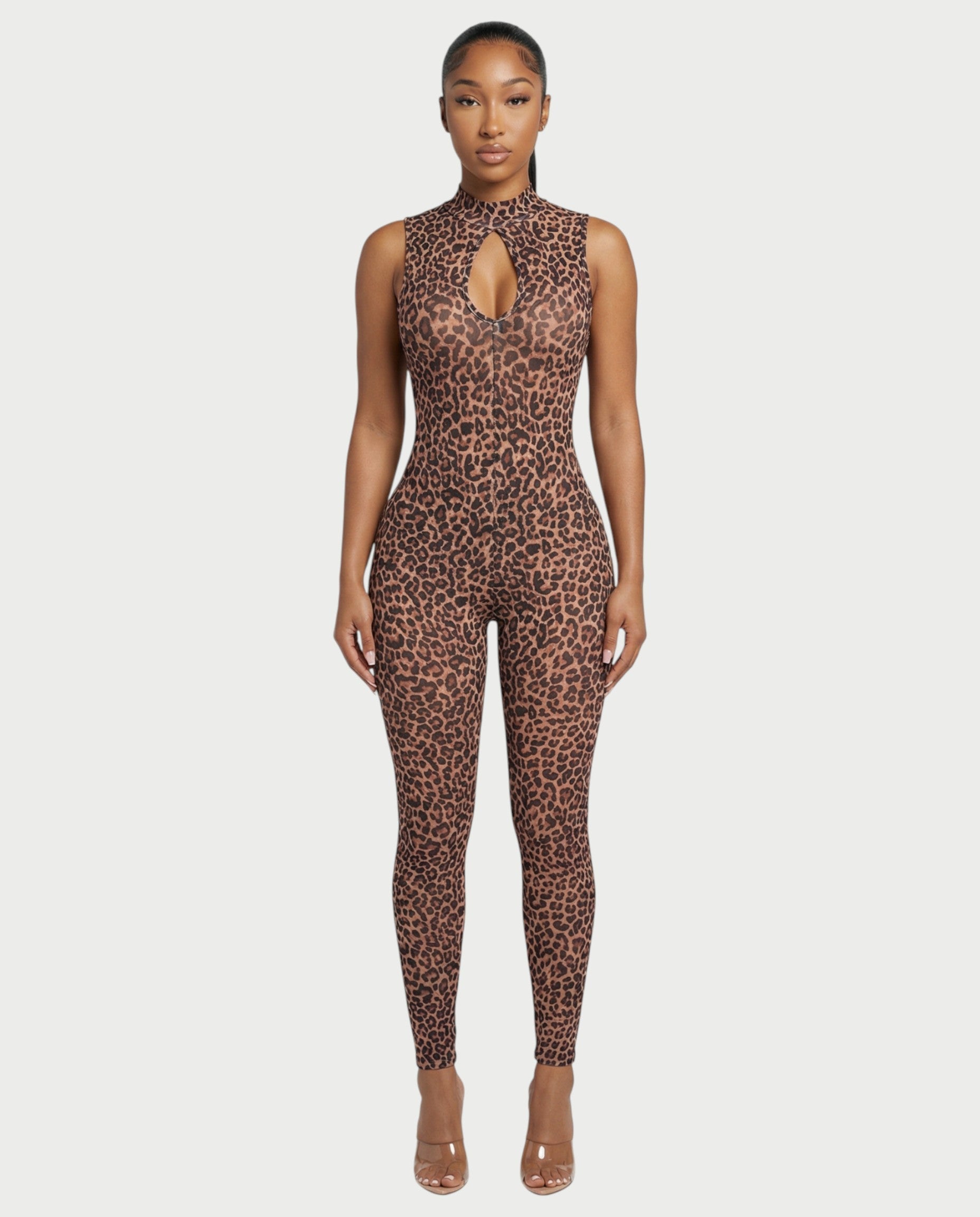 DIONNE High Neck Leopard Jumpsuit