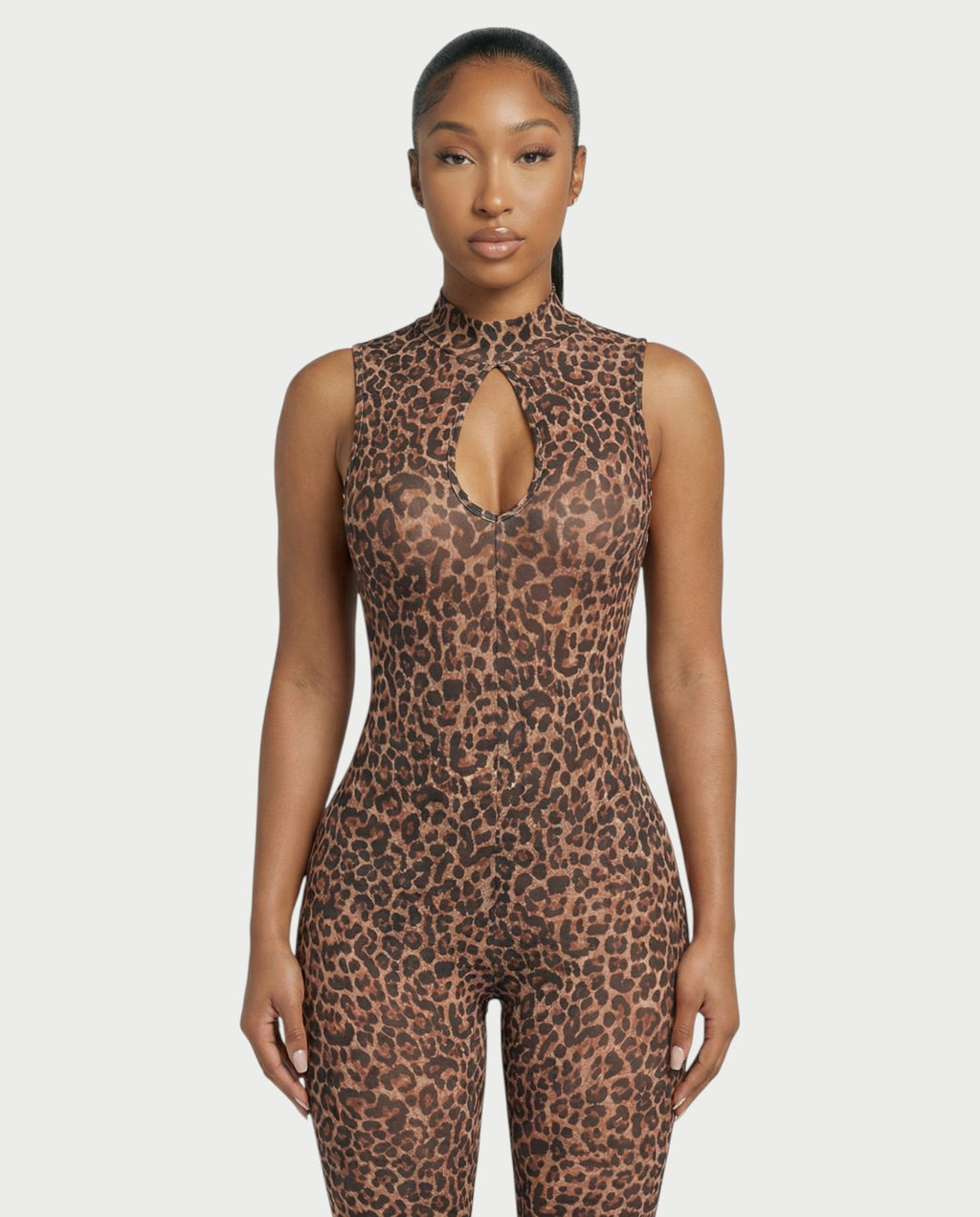 DIONNE High Neck Leopard Jumpsuit