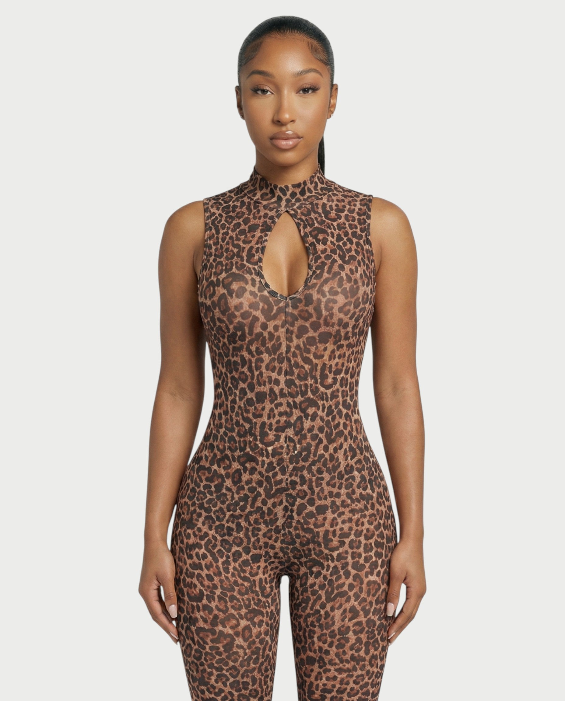 DIONNE High Neck Leopard Jumpsuit