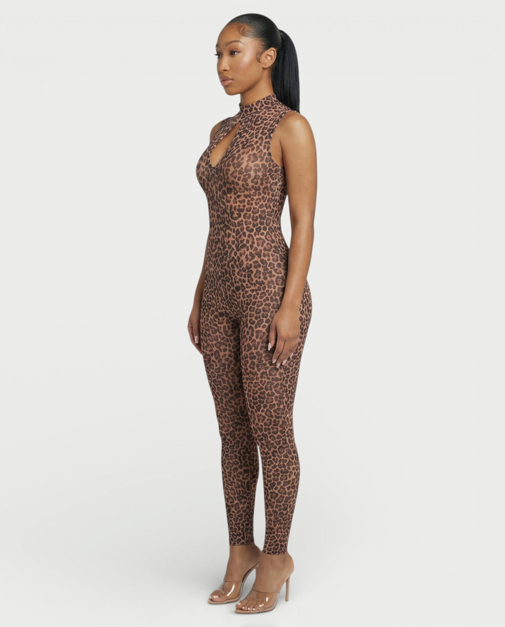 DIONNE High Neck Leopard Jumpsuit