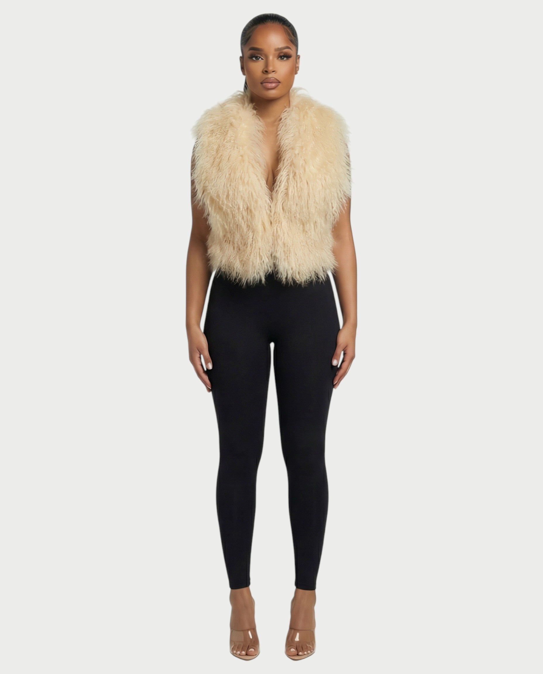 KAREYA Faux Fur Vest Top