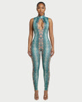 KENZIE Snakeskin Cut-Out Jumpsuit