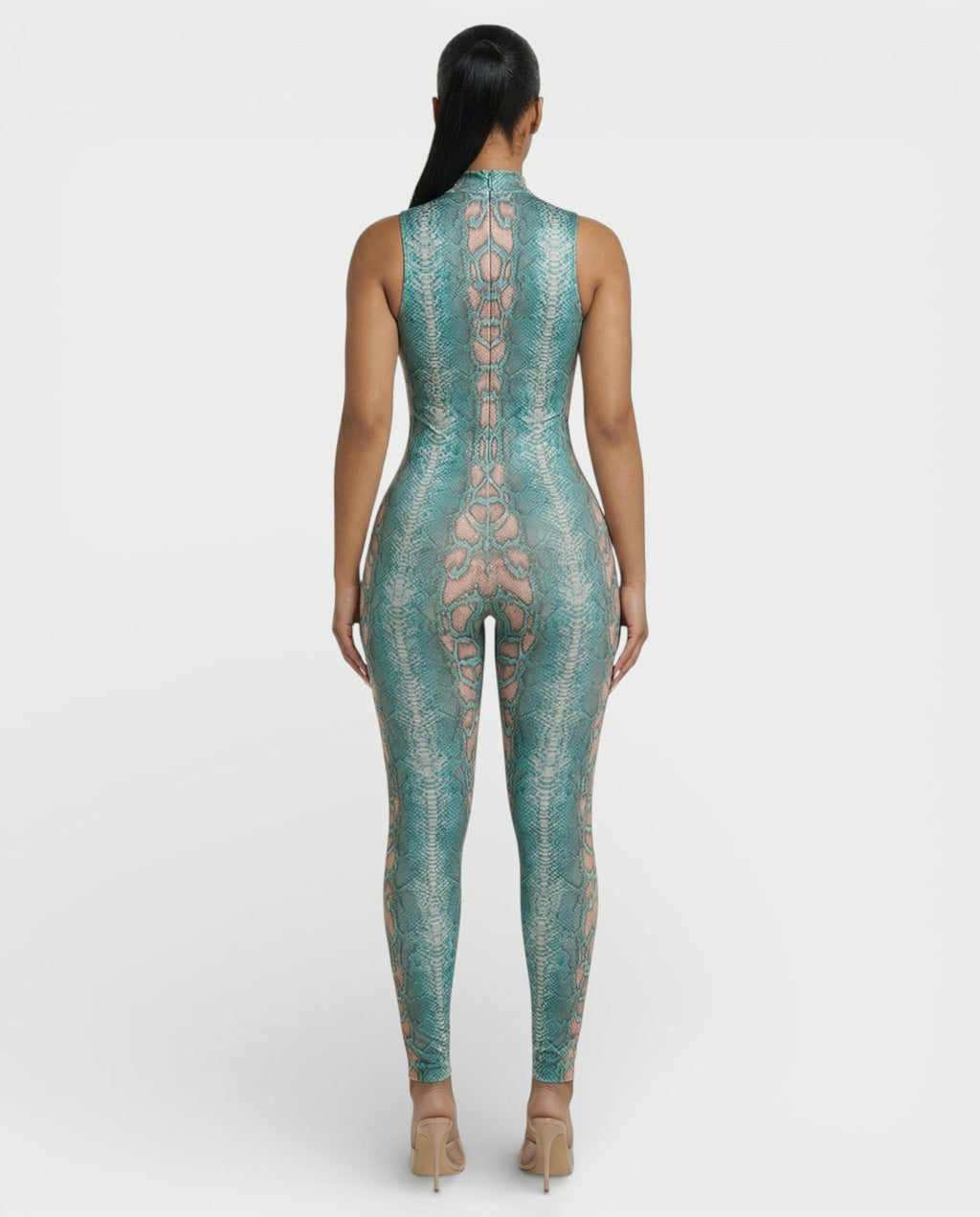 KENZIE Snakeskin Cut-Out Jumpsuit