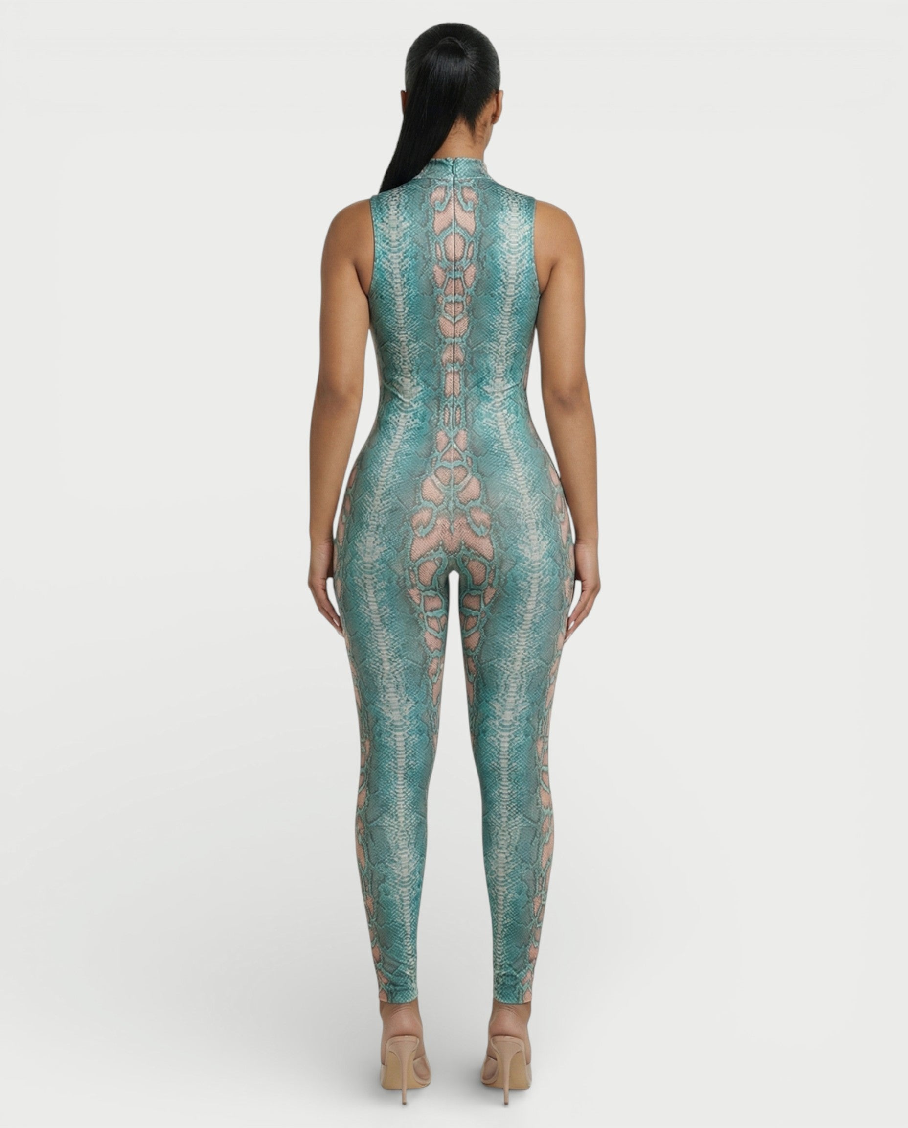 KENZIE Snakeskin Cut-Out Jumpsuit
