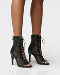 RAELLA Sheer Panel High Heel Ankle Boots