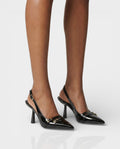 VALEN Patent Buckle Slingback Heels