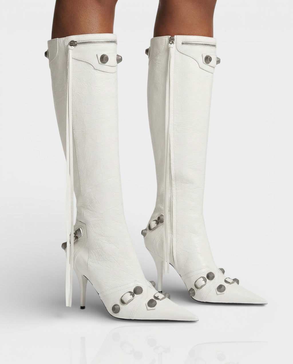 WENA Studded Pointed Toe Knee-High Boots