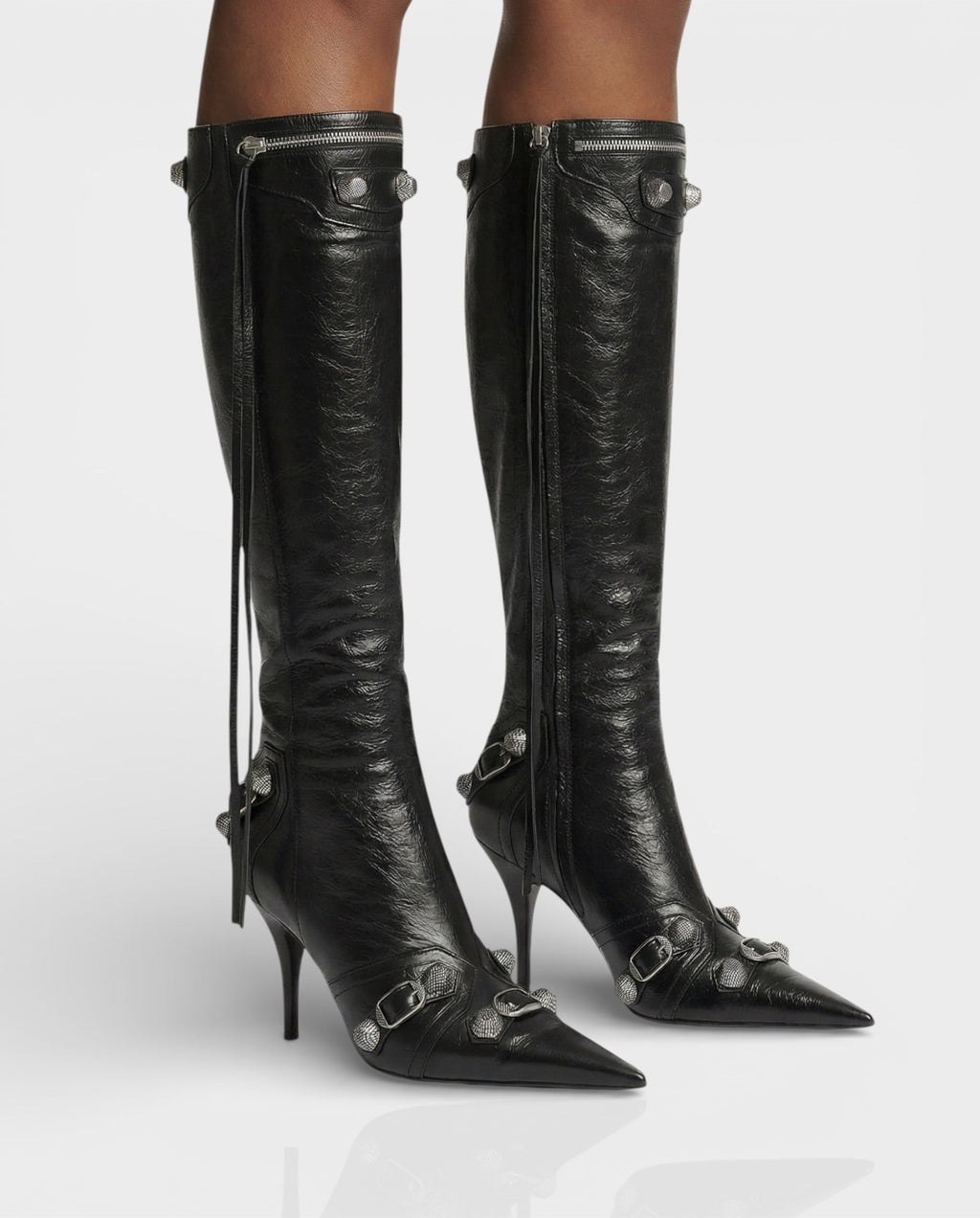 WENA Studded Pointed Toe Knee-High Boots
