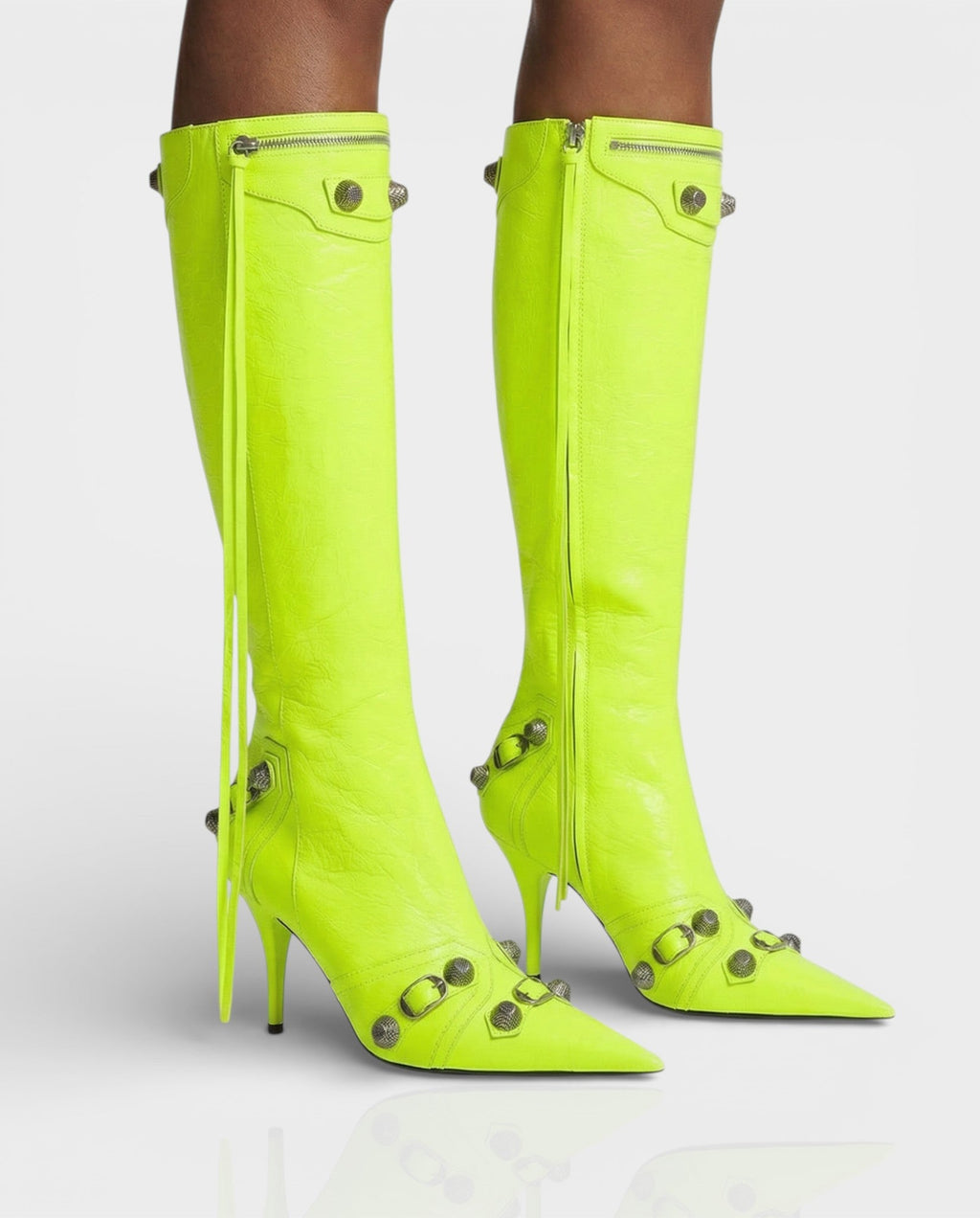 WENA Studded Pointed Toe Knee-High Boots