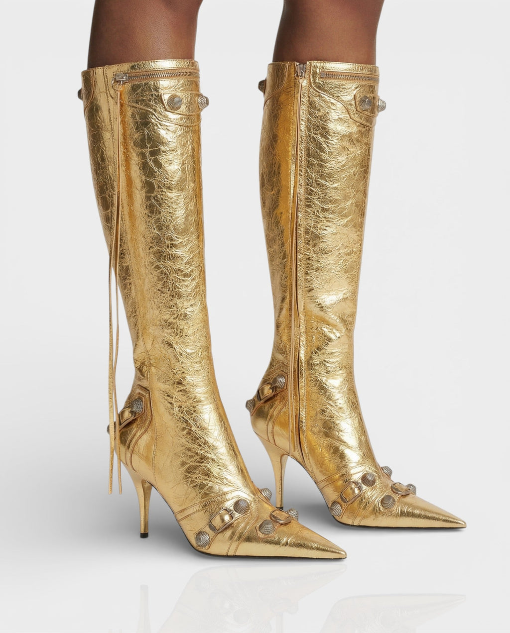 WENA Studded Pointed Toe Knee-High Boots