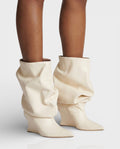 IRELLE Slouchy Faux Leather Pointed Wedge Heel Boots