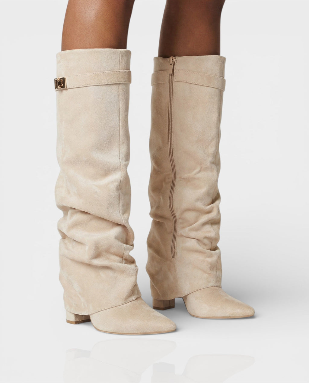 MAISY Slouchy Pointed-Toe Knee-High Boots