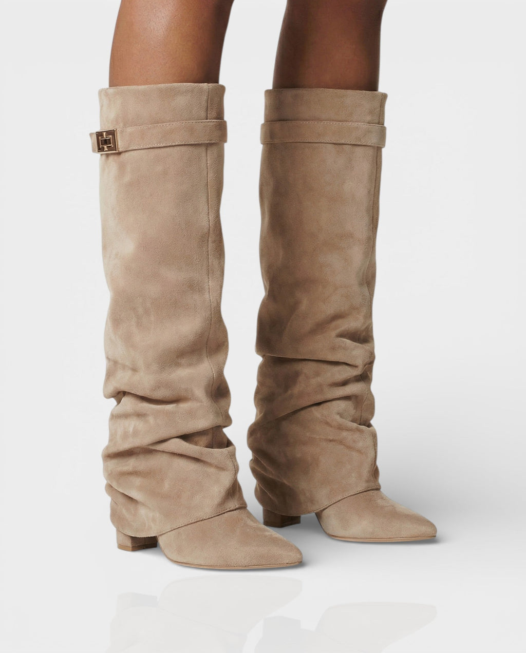 MAISY Slouchy Pointed-Toe Knee-High Boots