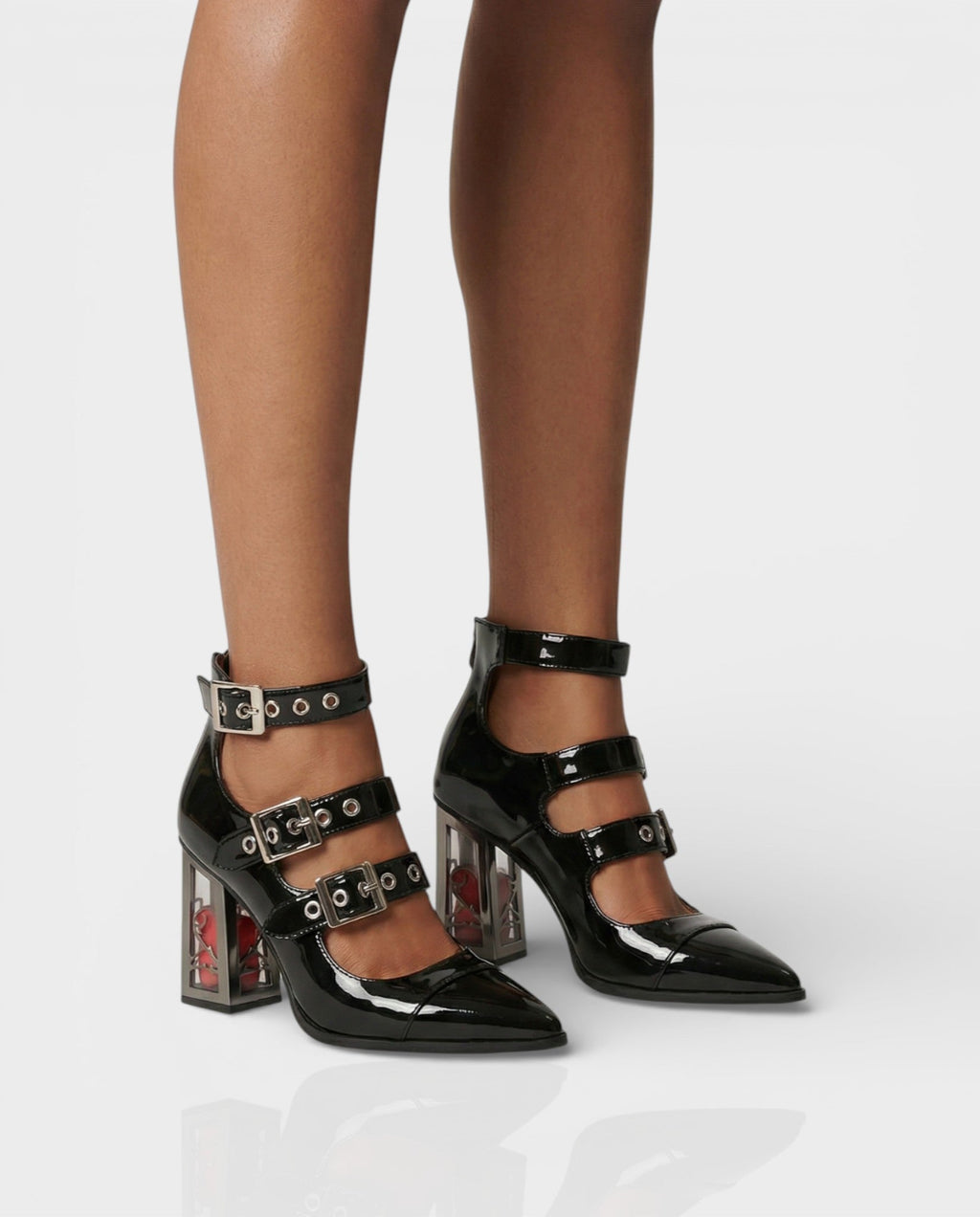 MARIBEL Sharp Toe Gothic Clasp Heels Tall Heel