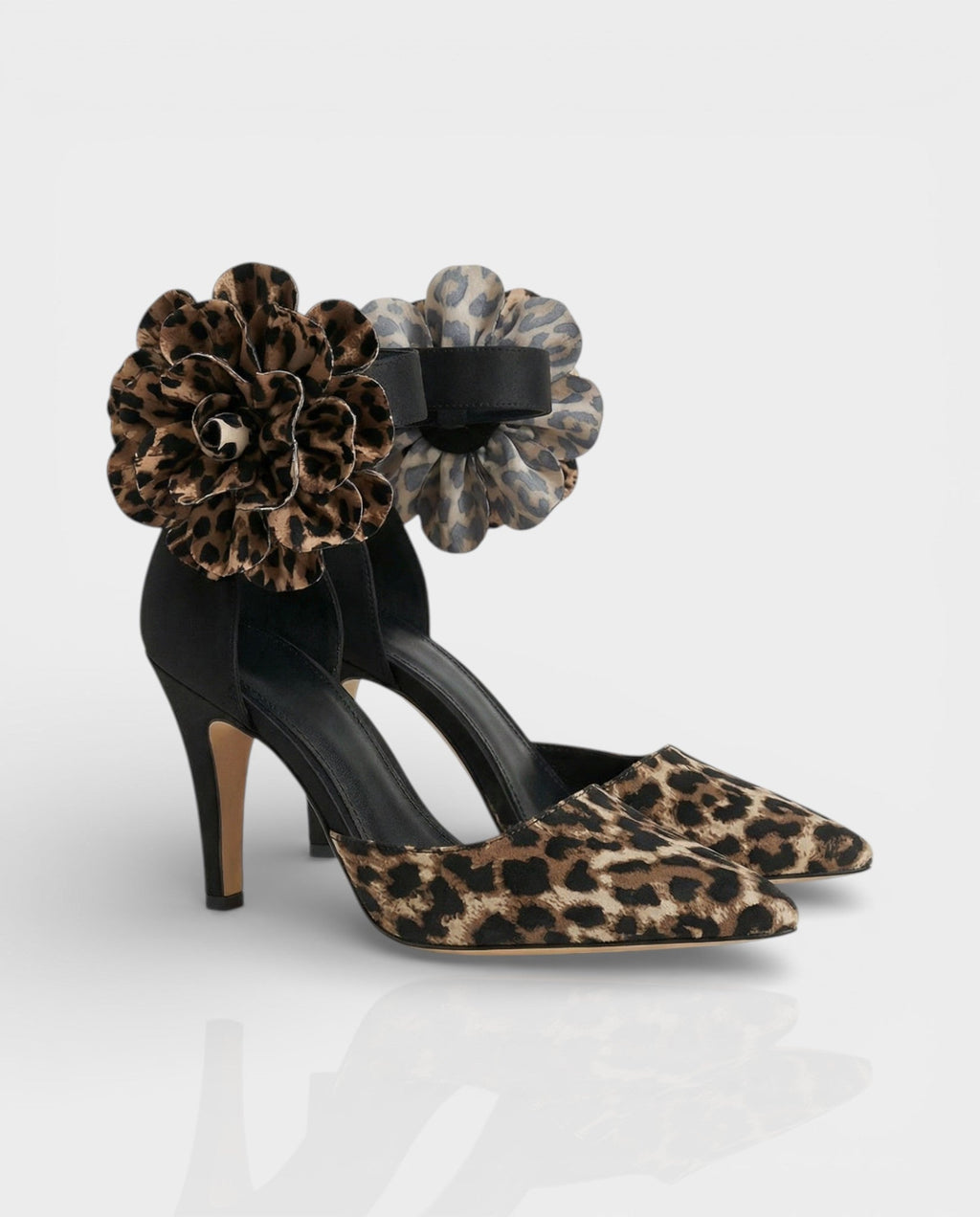 VIVIANA Floral Appliqué Ankle Strap Heels