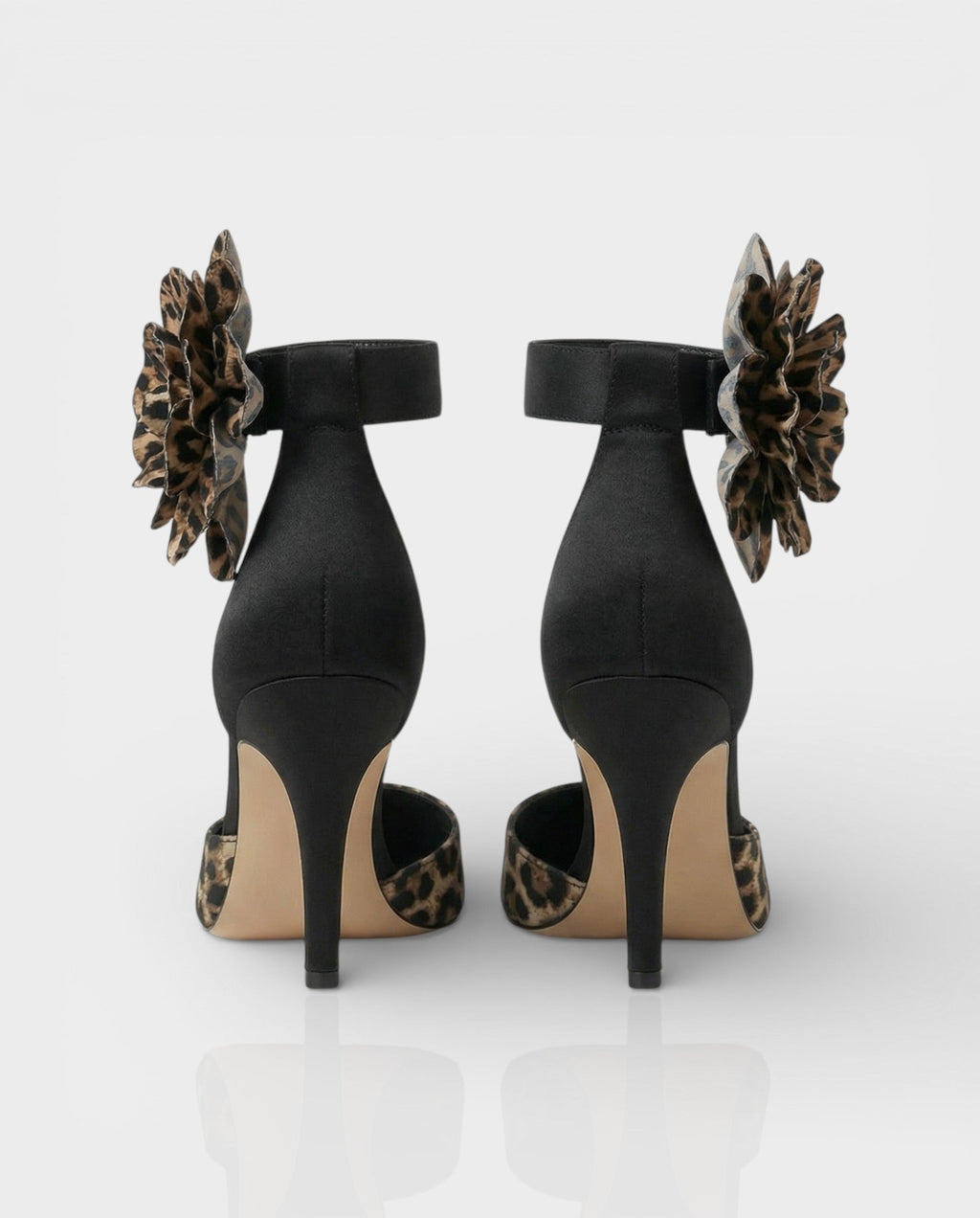 VIVIANA Floral Appliqué Ankle Strap Heels