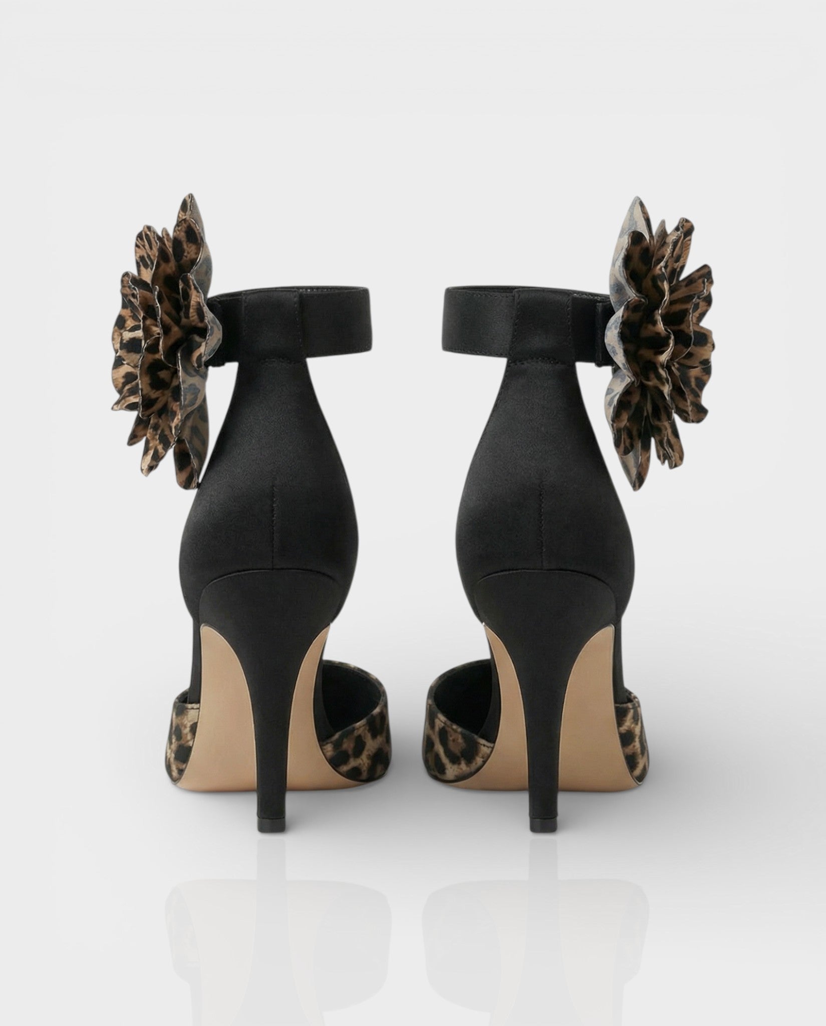 VIVIANA Floral Appliqué Ankle Strap Heels