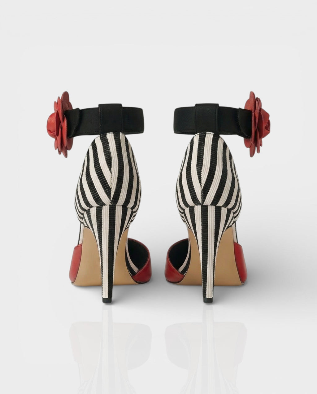 VIVIANA Floral Appliqué Ankle Strap Heels