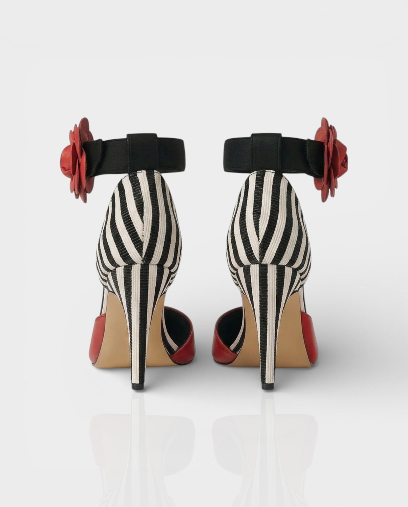 VIVIANA Floral Appliqué Ankle Strap Heels