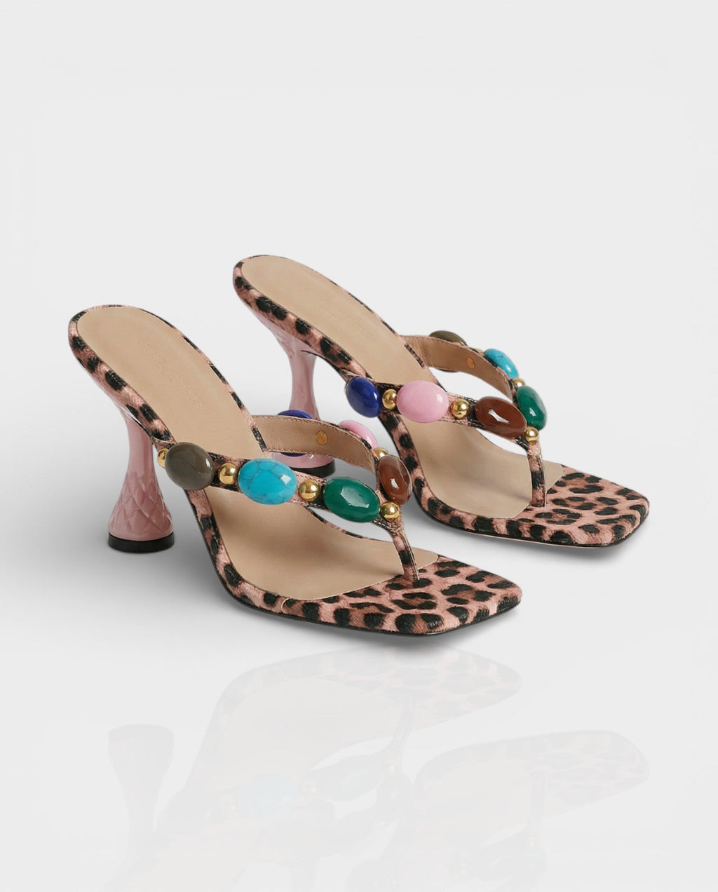 CIYANA Gemstone Embellished Heel Sandals