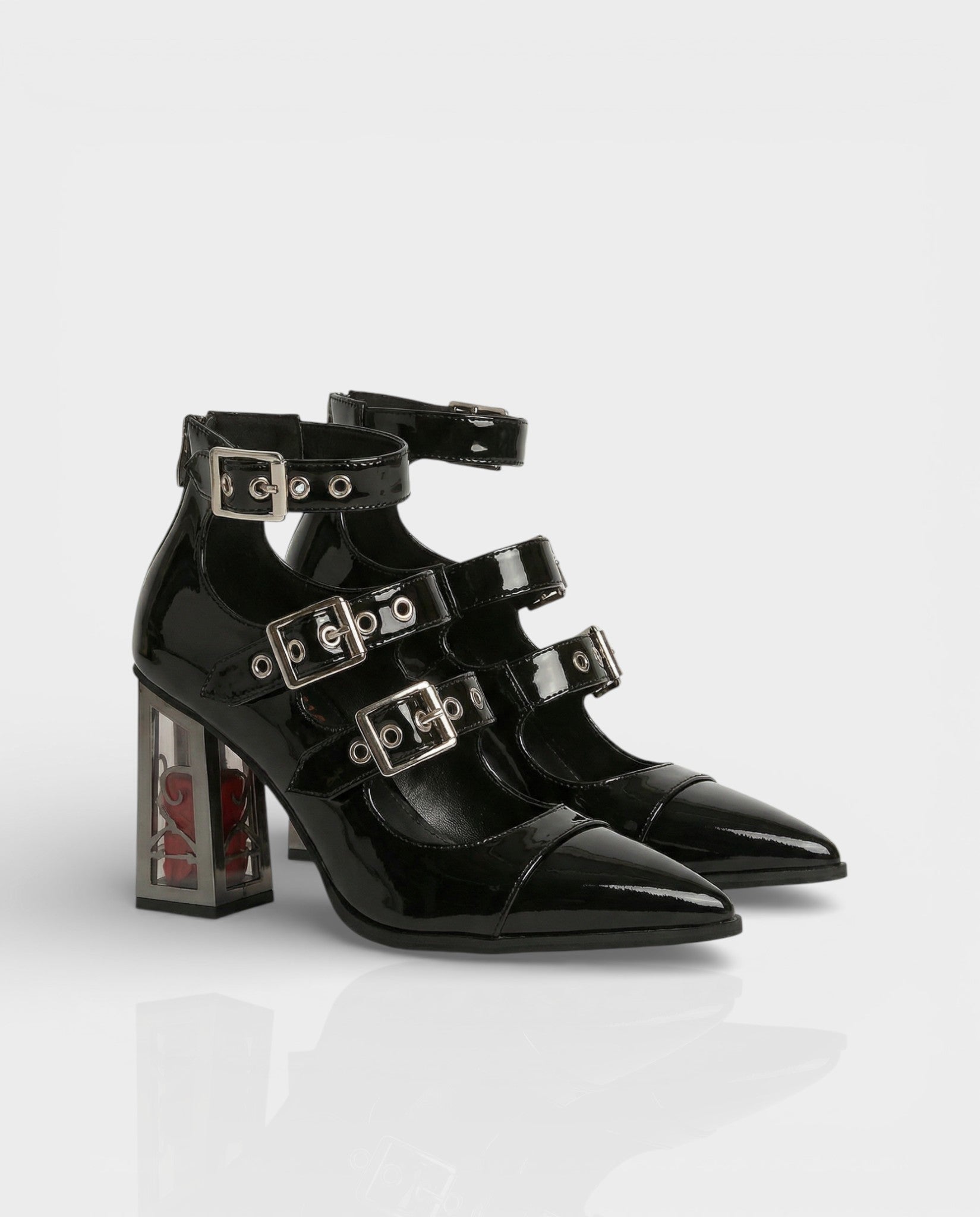 MARIBEL Sharp Toe Gothic Clasp Heels Tall Heel