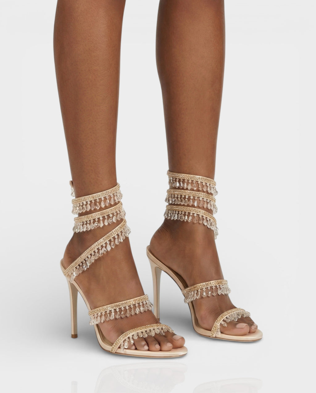 ALYRA Rhinestone Tassel Ankle-Wrap High Heels