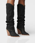 BETTY Denim Pointed Toe Slouchy Cowboy Boots