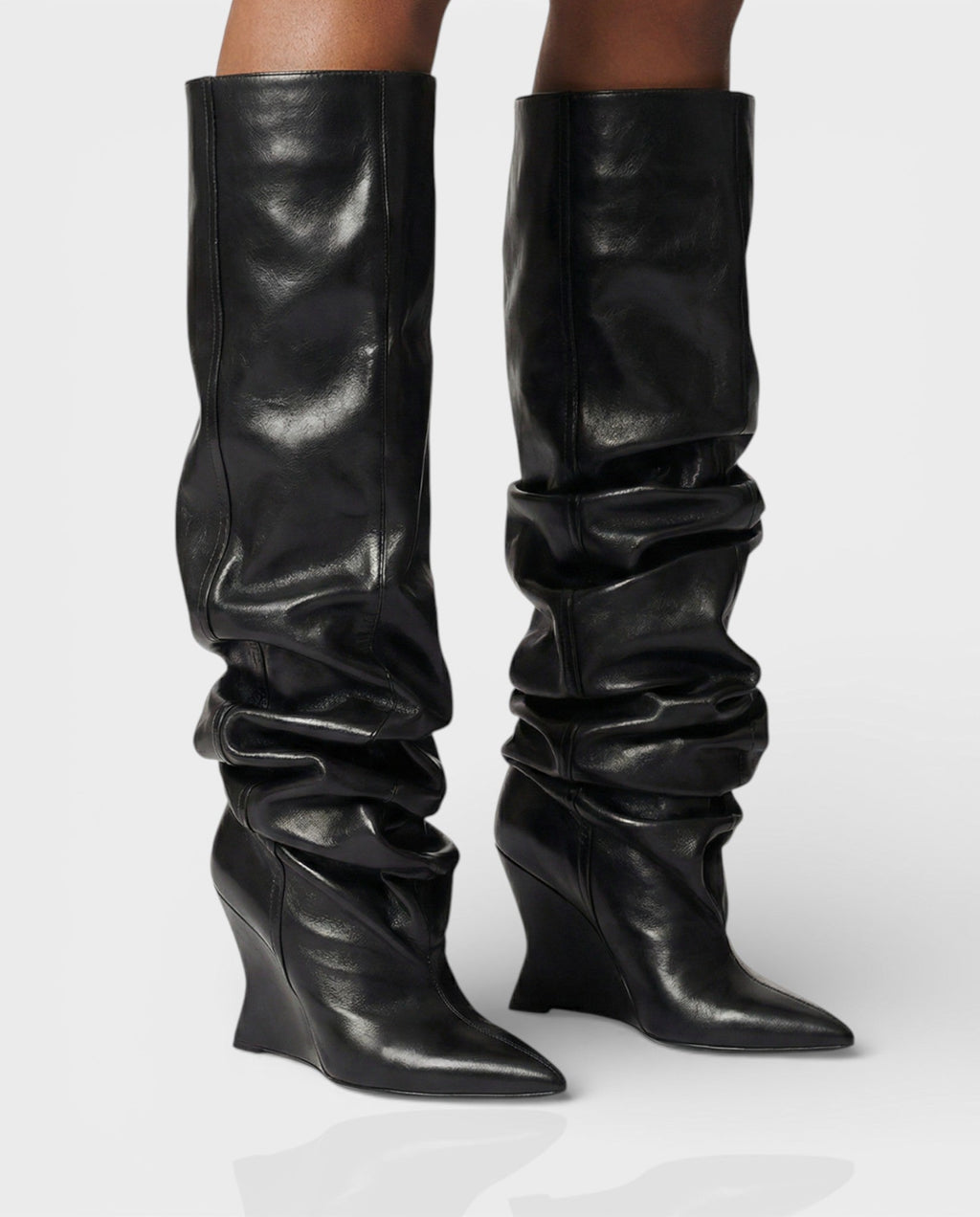 ELOURA Slouch Knee-High Wedge Heel Boots