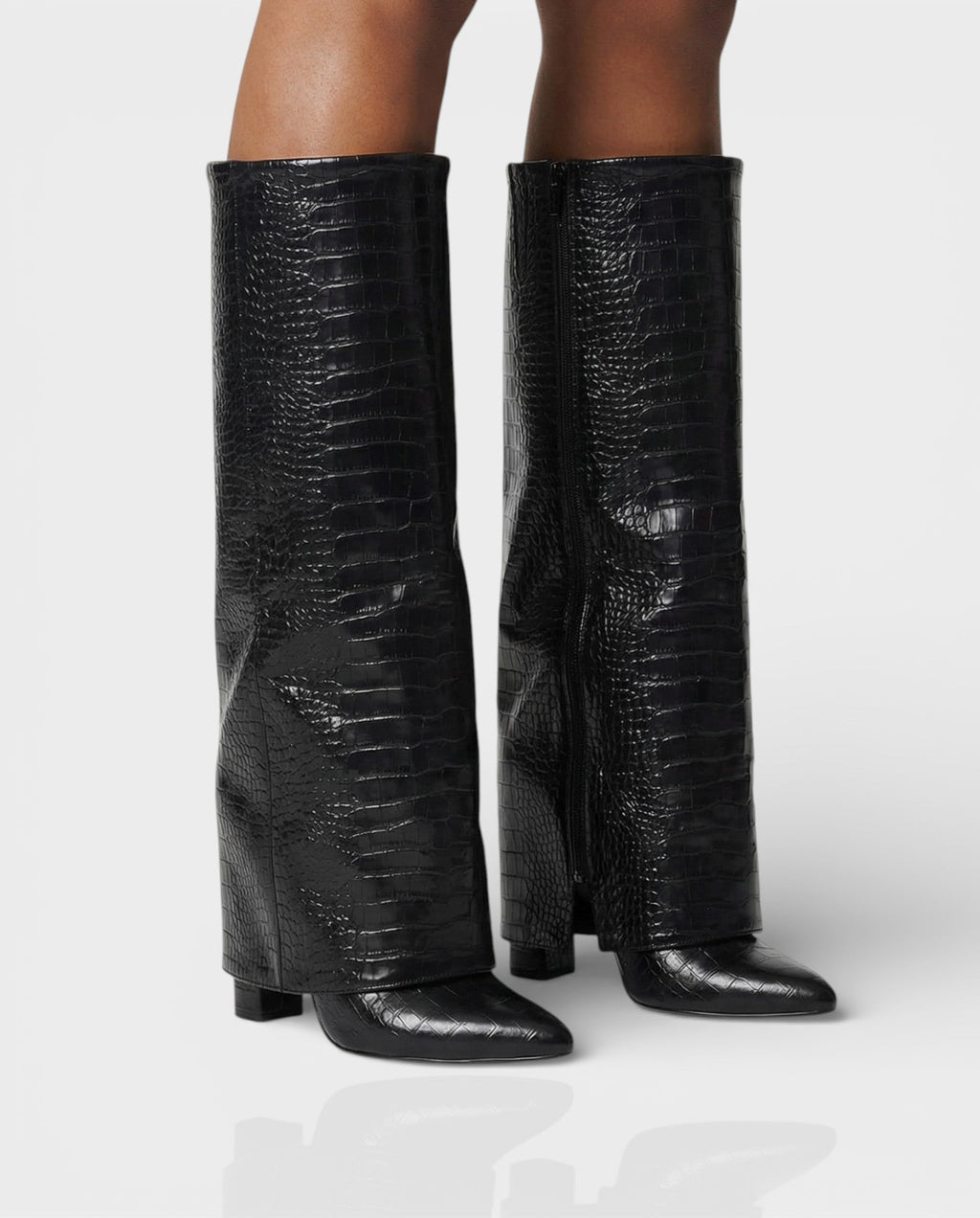 MAISY Straight Faux Crocodile Boots