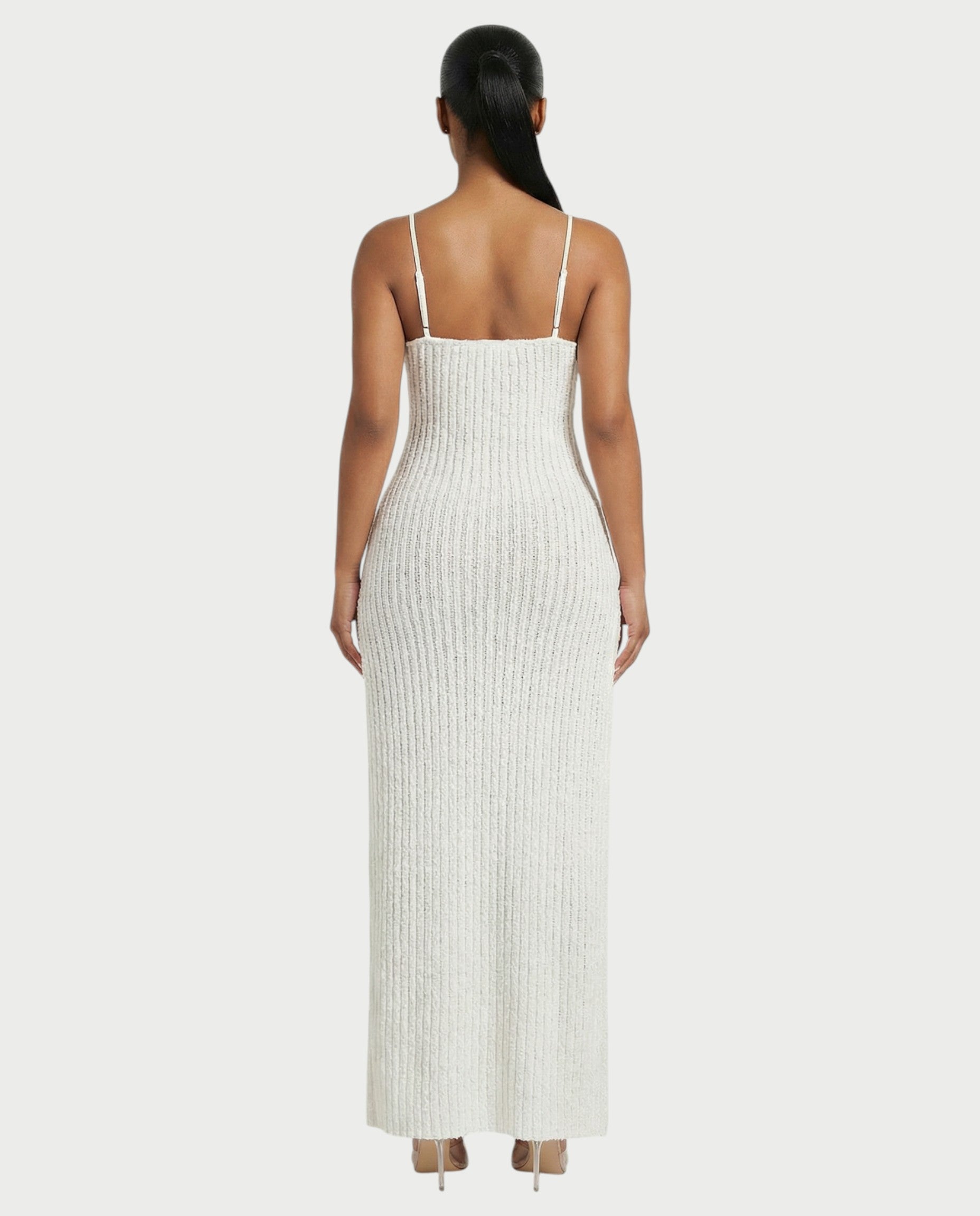 ISLA Deep-Plunge Dual-Slit Maxi Dress