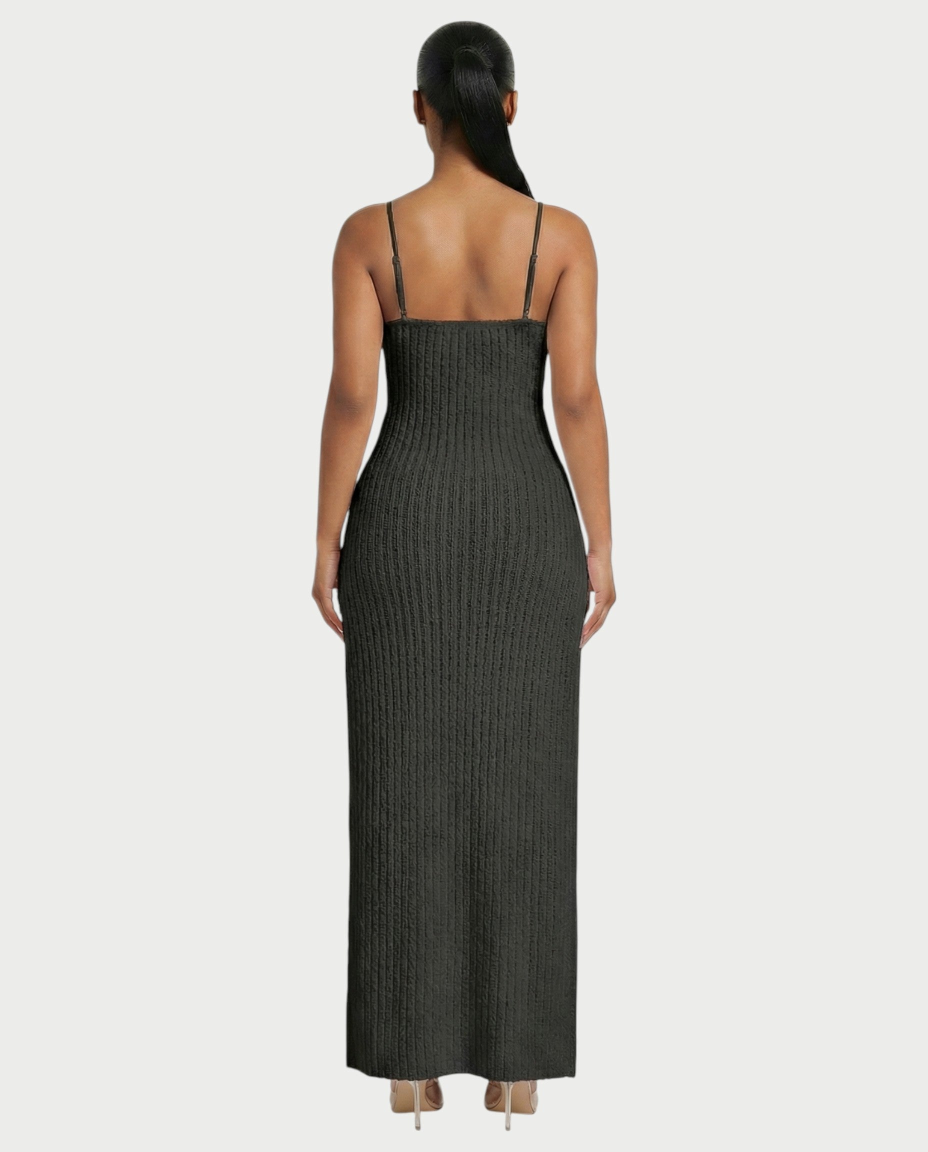 ISLA Deep-Plunge Dual-Slit Maxi Dress
