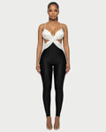 NIANA Satin Twist Cutout Jumpsuit